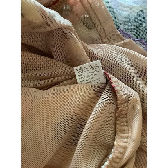 VERY RETRO VERY BOHO EMBROIDERY AND APPLIQUÉ ON FINE NETTING MINI DRESS M NWOT - Picture 12 of 13